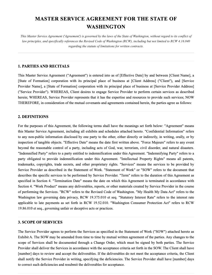 MSA Template Preview
