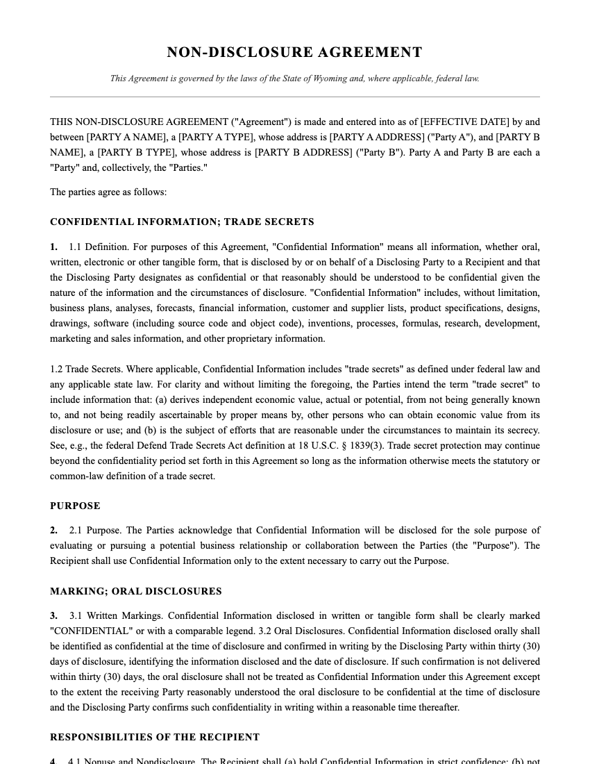 NDA Template Preview